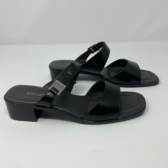 Unisa Shoes - Unisa Black Chunky Heel Slip On Sandals